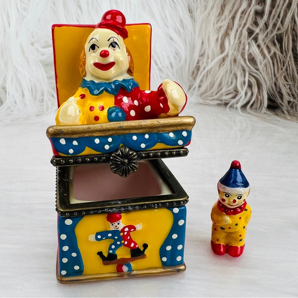 Vintage Happy Circus Clown Hat Hinged Trinket Box